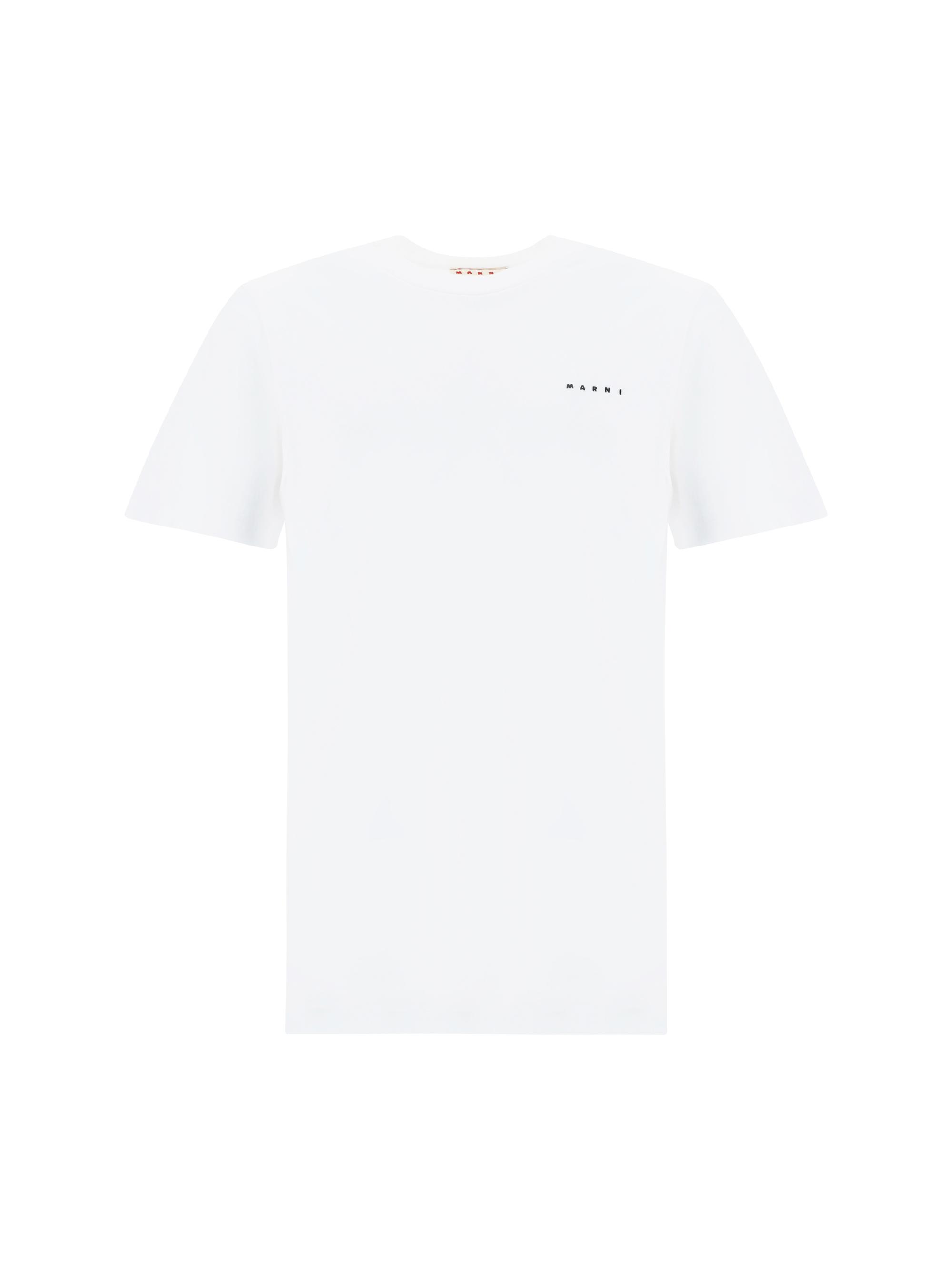 Marni Drip Logo Print Cotton Jersey T-shirt In White