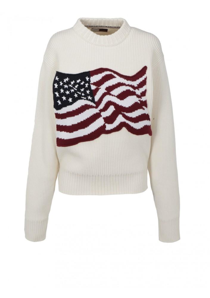 Tommy Hilfiger Cotton American Flag Knitted Jumper in White | Lyst