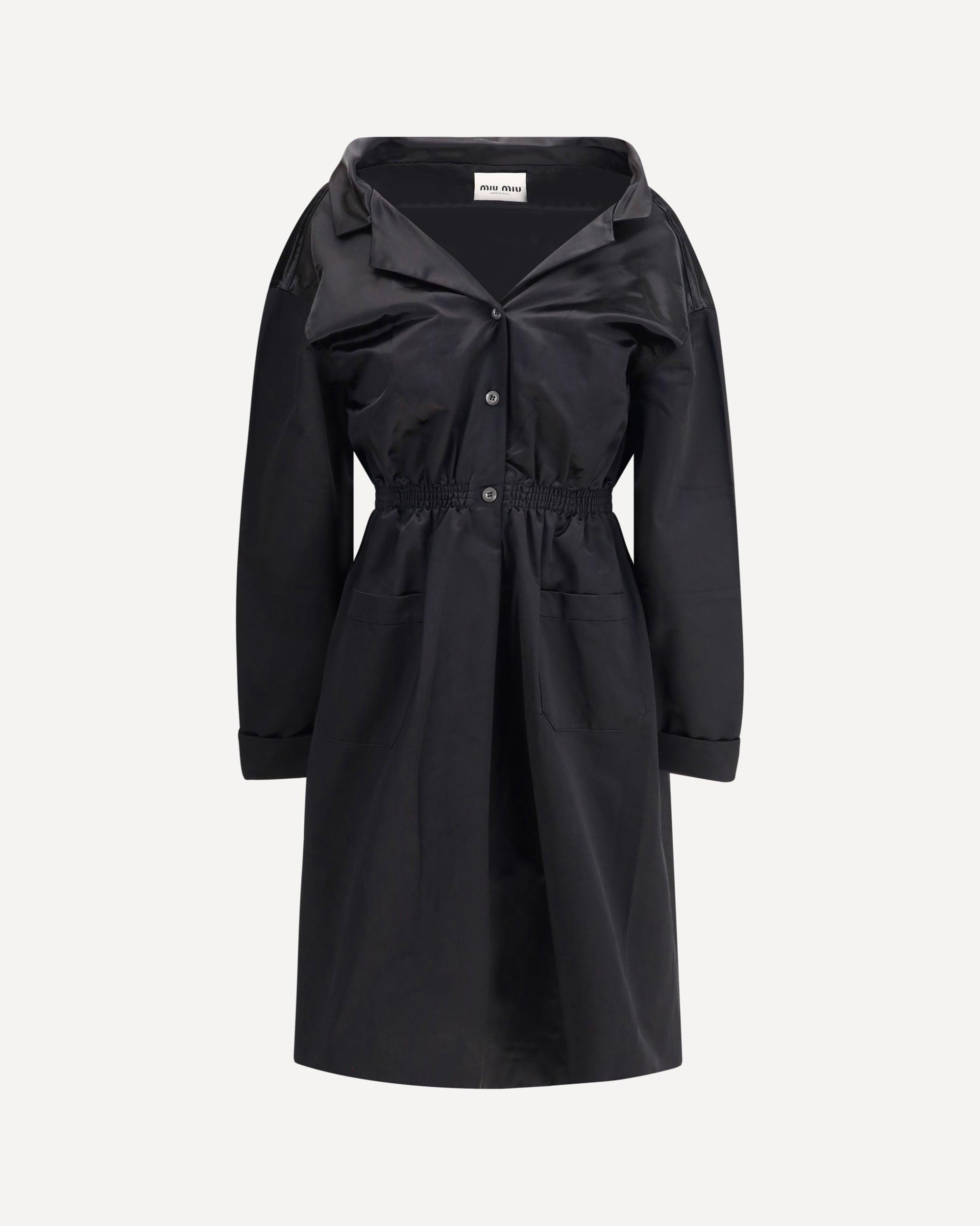 Mui Mui Abiti Miu Miu 2020 Black Long Satin Dress Miu Miu