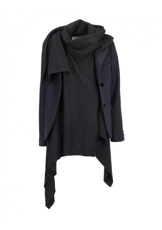 sacai wool melton coat
