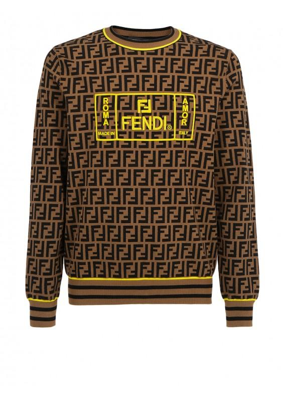 Fendi Rubber Roma Amor Sweater in Brown/Beige (Brown) for Men - Lyst