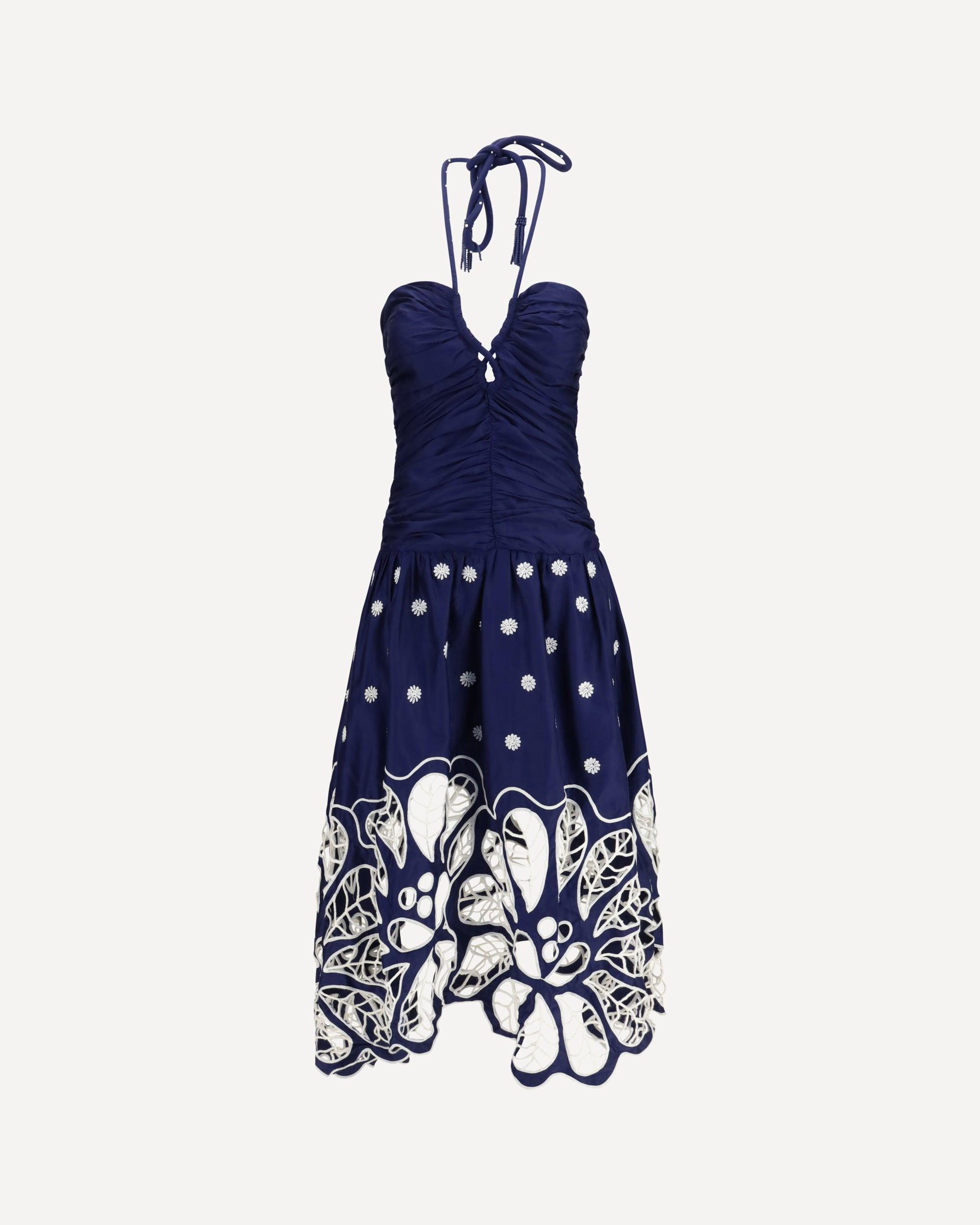 blue lace banana midi dress Blue Lace Banana Midi Dress Farm Rio