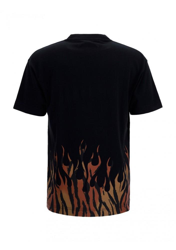 Black t hotsell shirt with flames