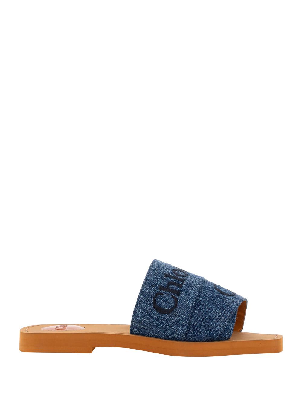 Chloé Woody Sandals in Blue | Lyst
