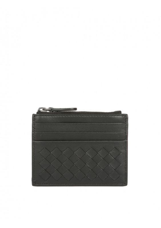 Bottega Leather Card Holder in Black for Men Lyst