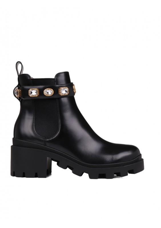 Lyst - Gucci Trip Embellished Leather Chelsea Boots in Black - Save 25%
