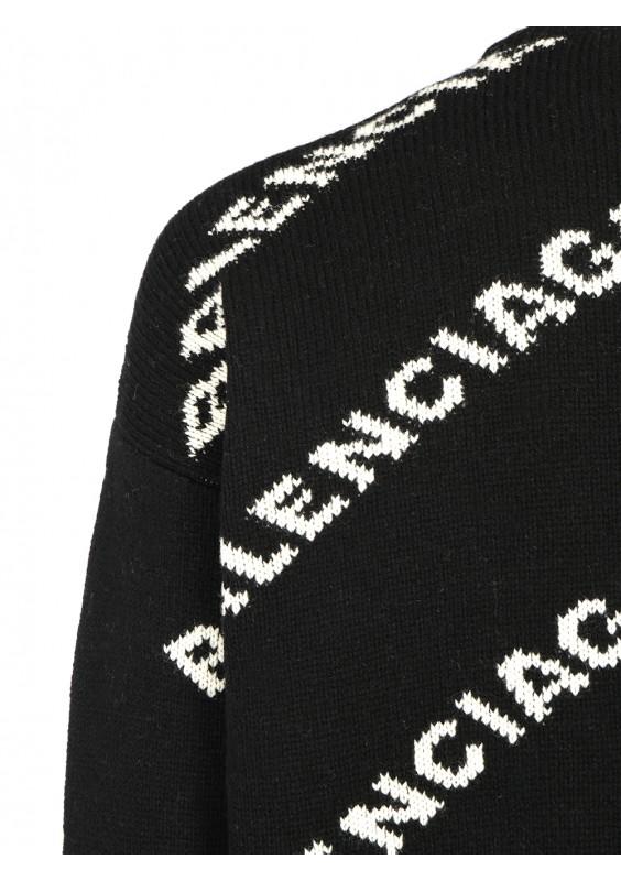 Balenciaga Wool Logo Sweater in Black for Men - Lyst