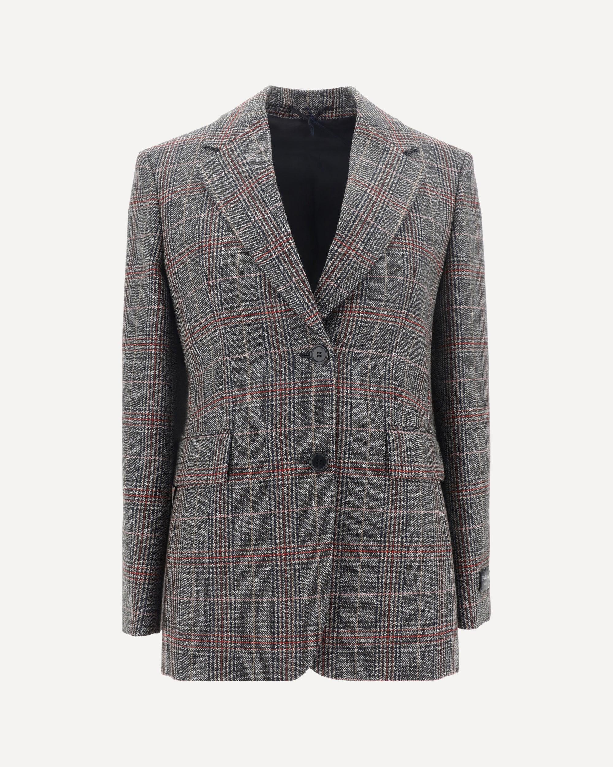 【プラダ・PRADA】Single-breasted houndstooth check jacket Prada Single-breasted Houndstooth Check Jacket, Women