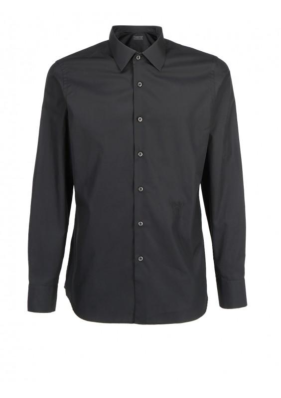 Prada Cotton Popeline Shirt in Black for Men - Lyst