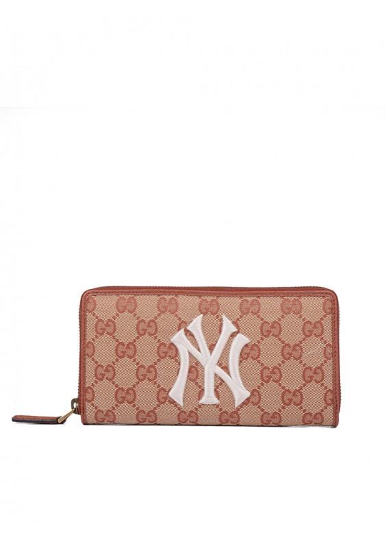 Gucci Canvas Original GG Zip Around Wallet With New York Yankees Patchtm in Brown/Beige (Brown ...