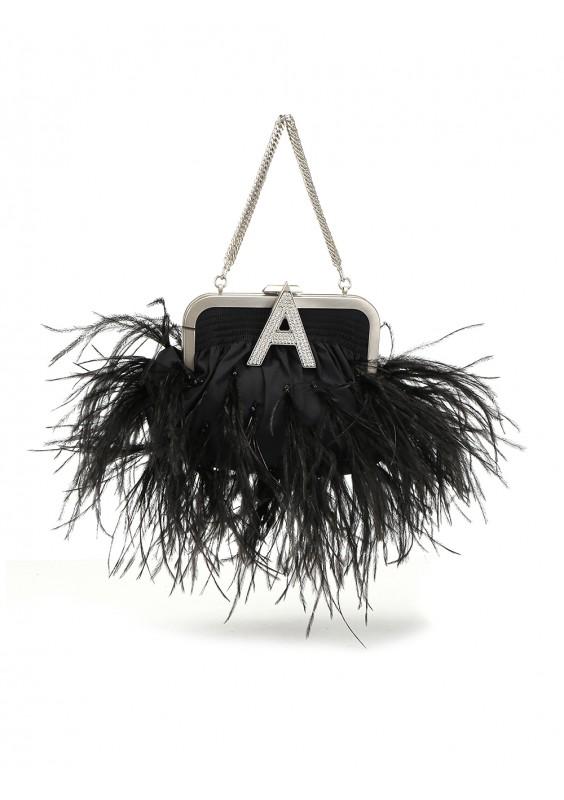 Glitter Silver Dragon headdress and black feather high collar backpack