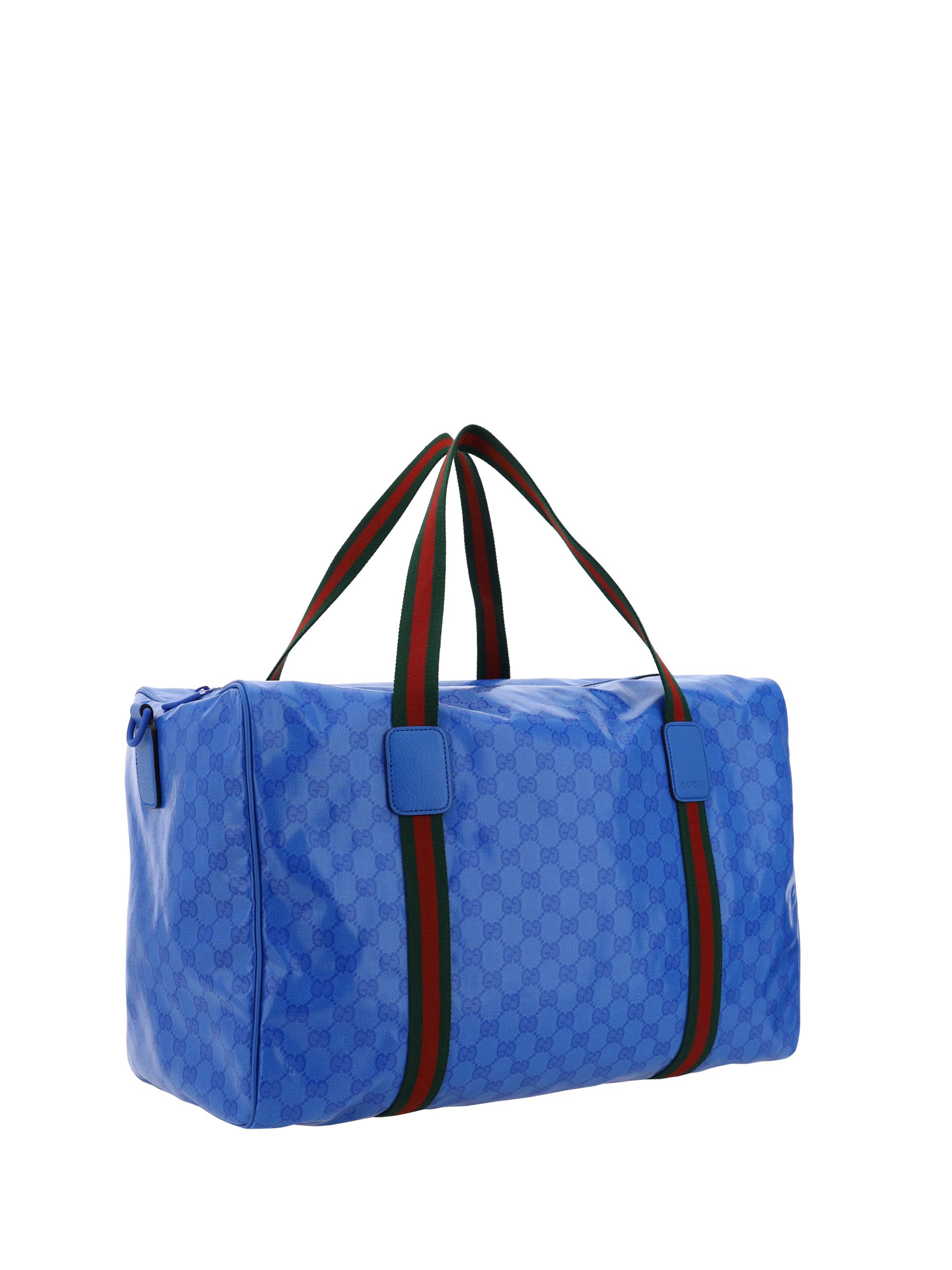 Large duffle bag with Web in blue GG Crystal canvas