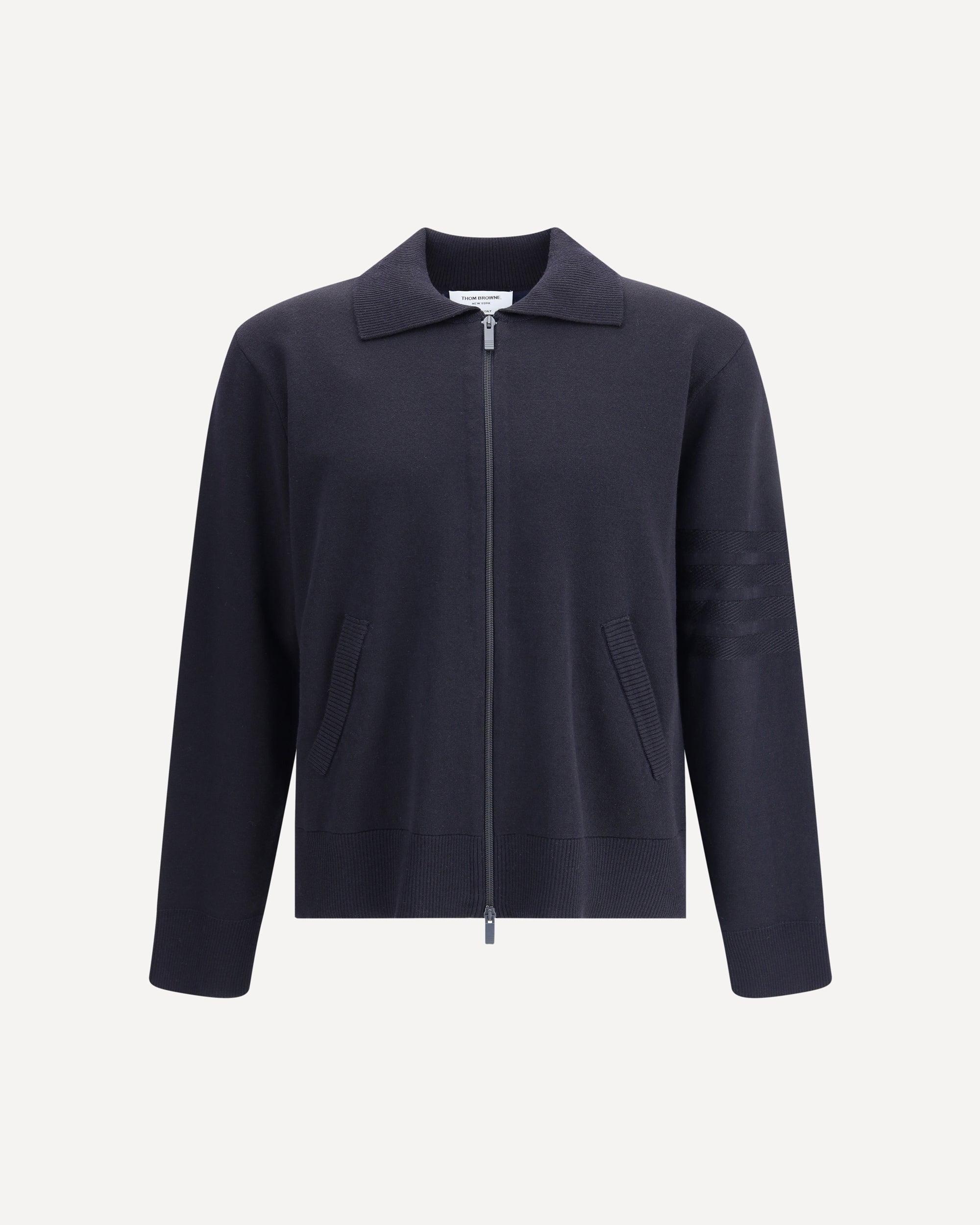 【送料&関税込】Thom Browne Dark Blue Cotton Oversize Cardig Solid Double Face Knit Oversized Cardigan | Thom Browne