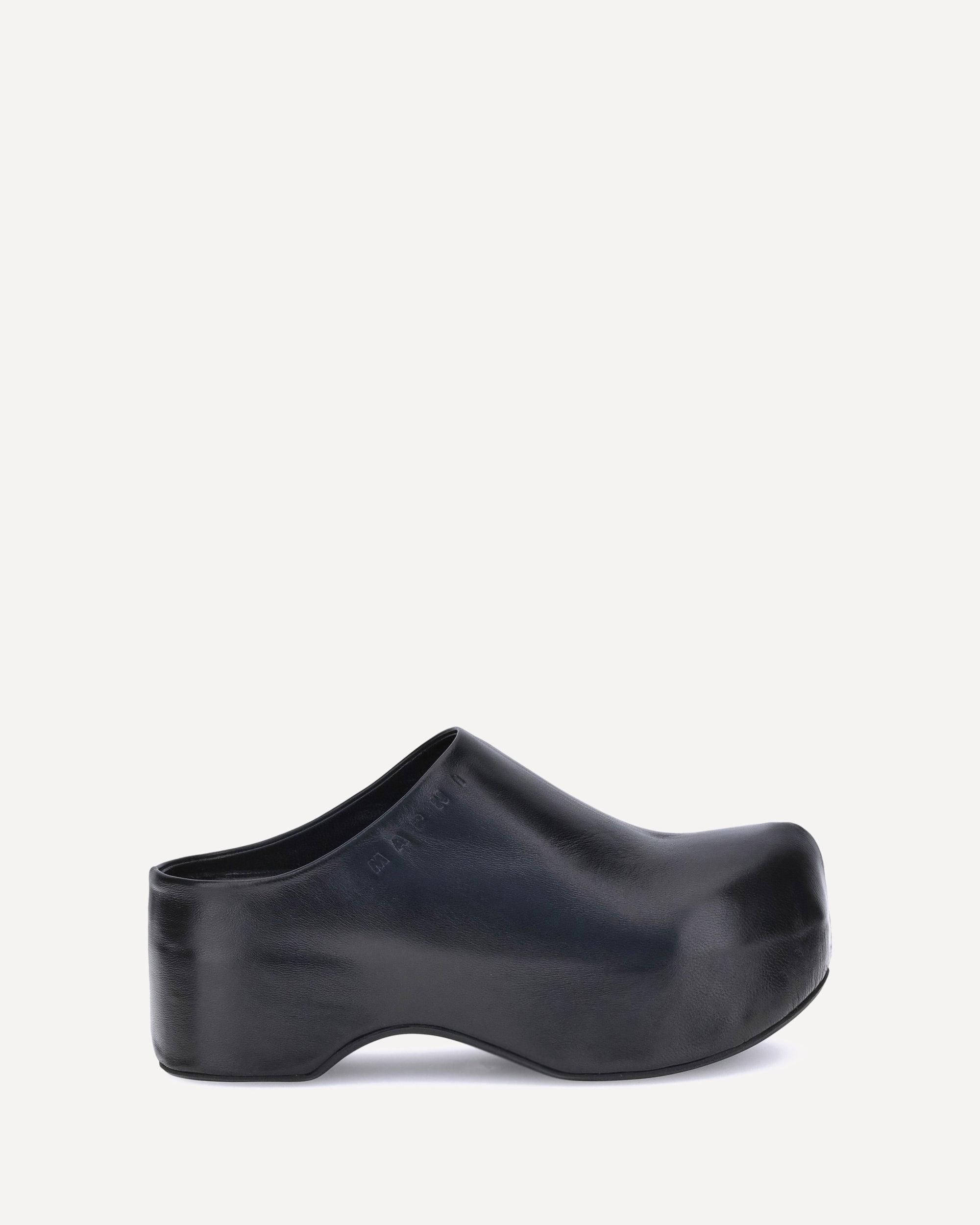 フラットシューズ Mules - Marni - Leather - Black Black leather heeled mule | Marni