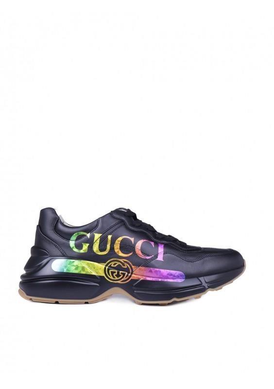 gucci black vintage rhyton sneakers