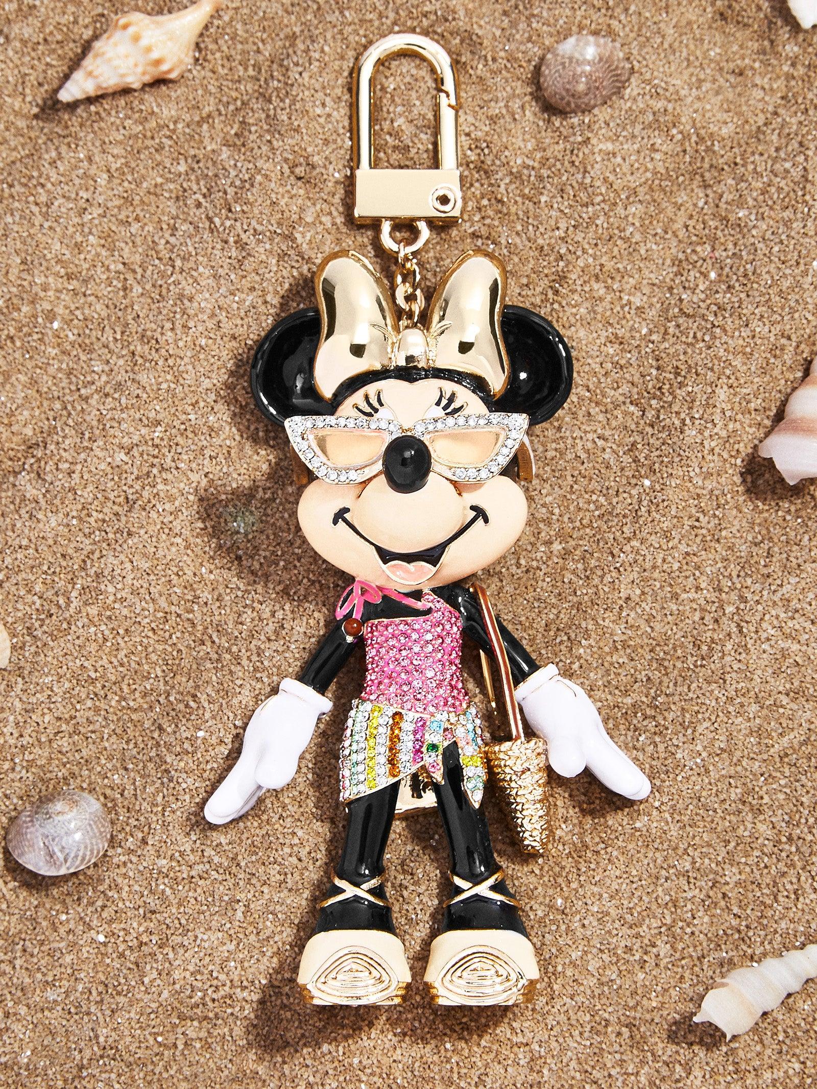 Disney Minnie Mouse Brown Bow & Charms Keychain Purse Charm