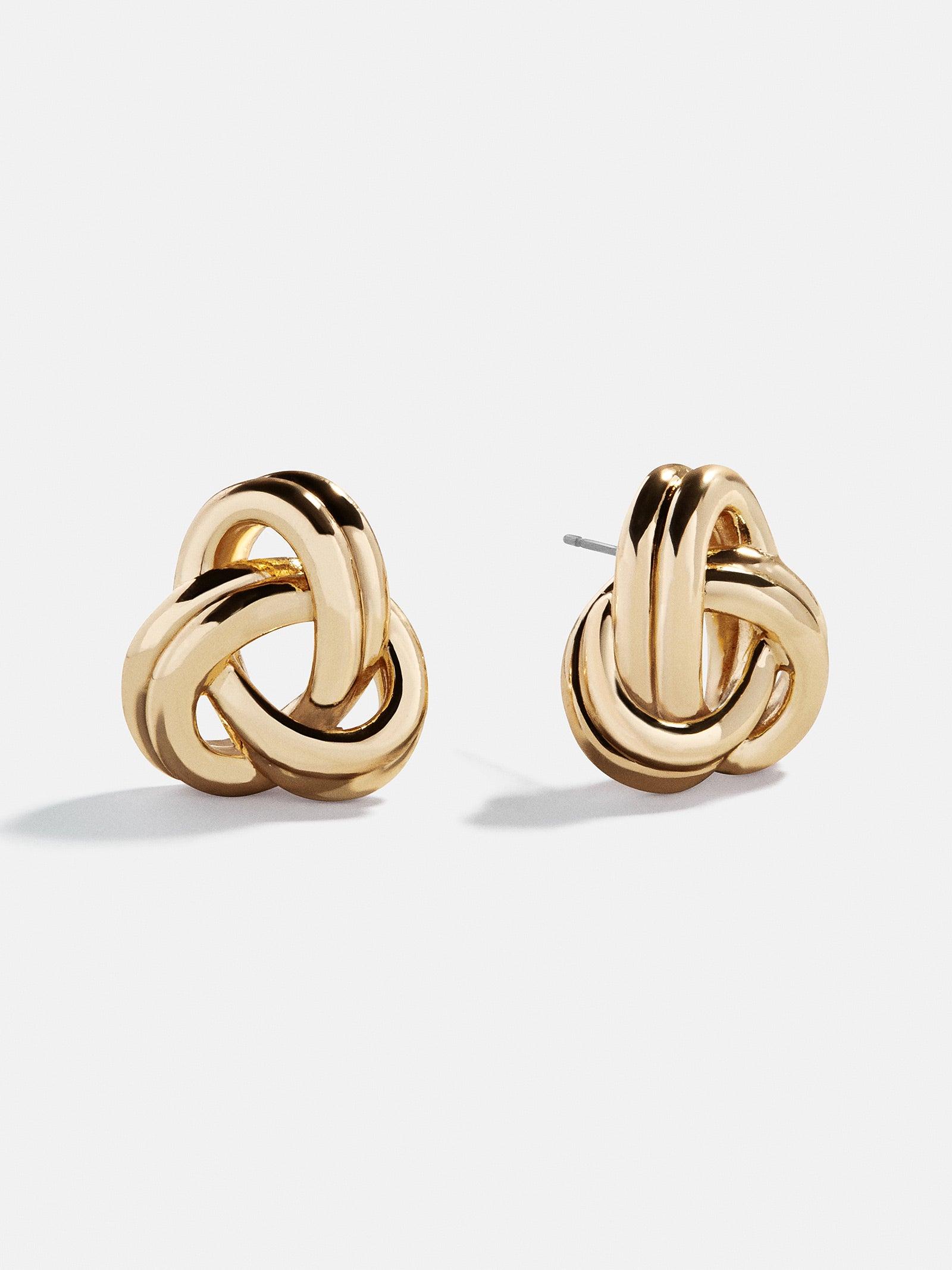14k 14kt White Gold Polished Textured Double Love Knot Post Earrings 10