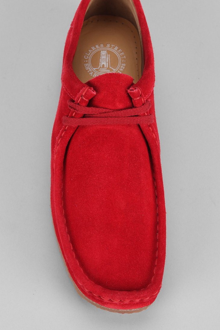 Clarks Wallabee Suede Sneaker in Red for Men | Lyst