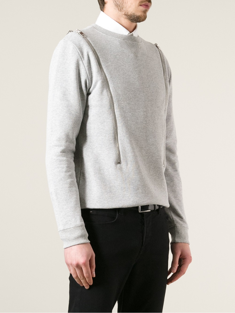 Saint Laurent Horizontal Zip Sweater in Grey (Gray) for Men - Lyst