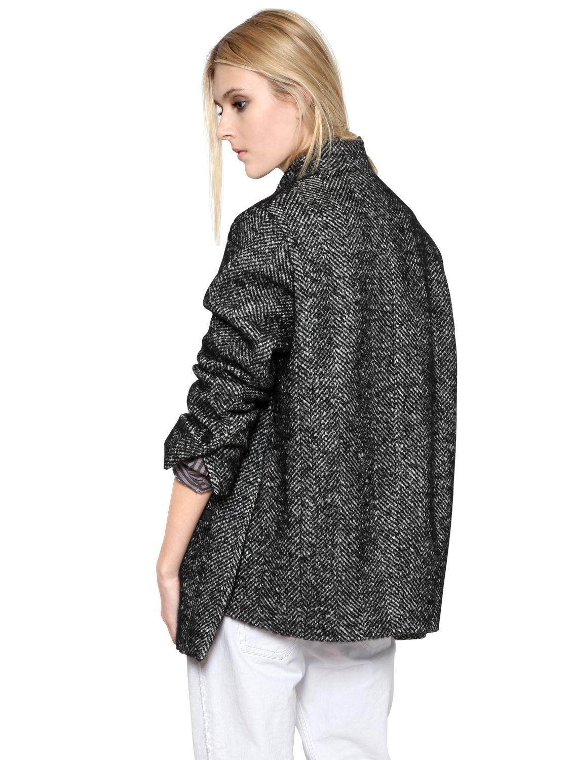 Étoile Isabel Marant Wool Blend Tweed Jacket in Black | Lyst