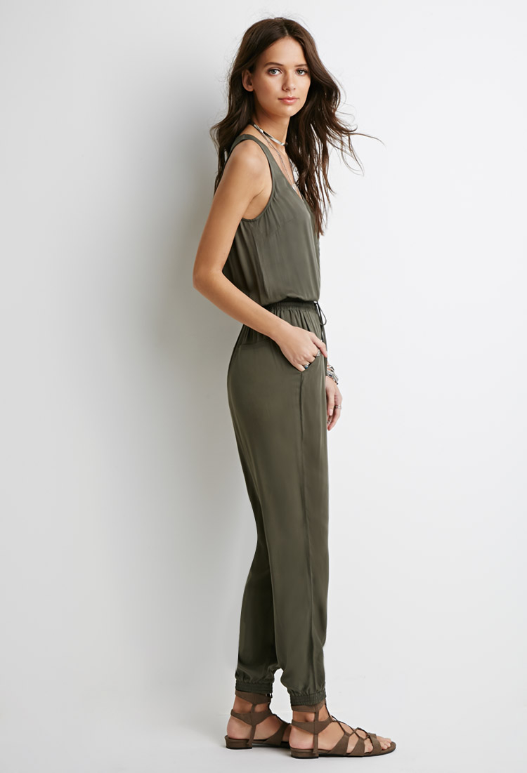 forever 21 olive green jumpsuit