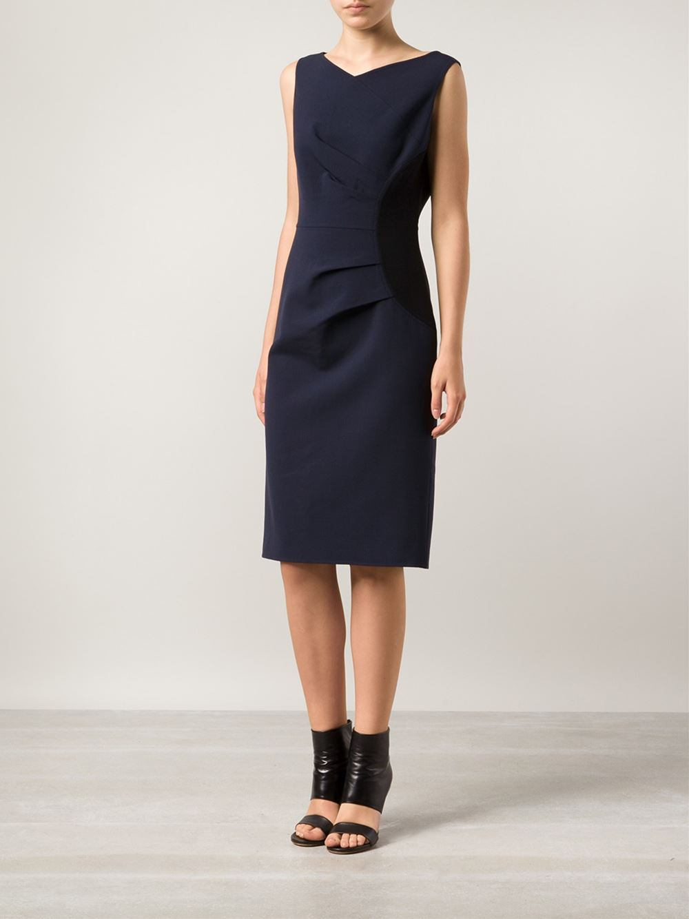 Carolina Herrera Gathered Side Panel Dress in Blue Lyst