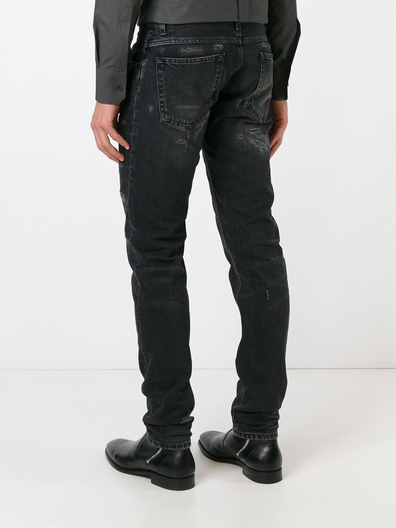 Dolce & Gabbana Denim Ripped Jeans in Black for Men Lyst