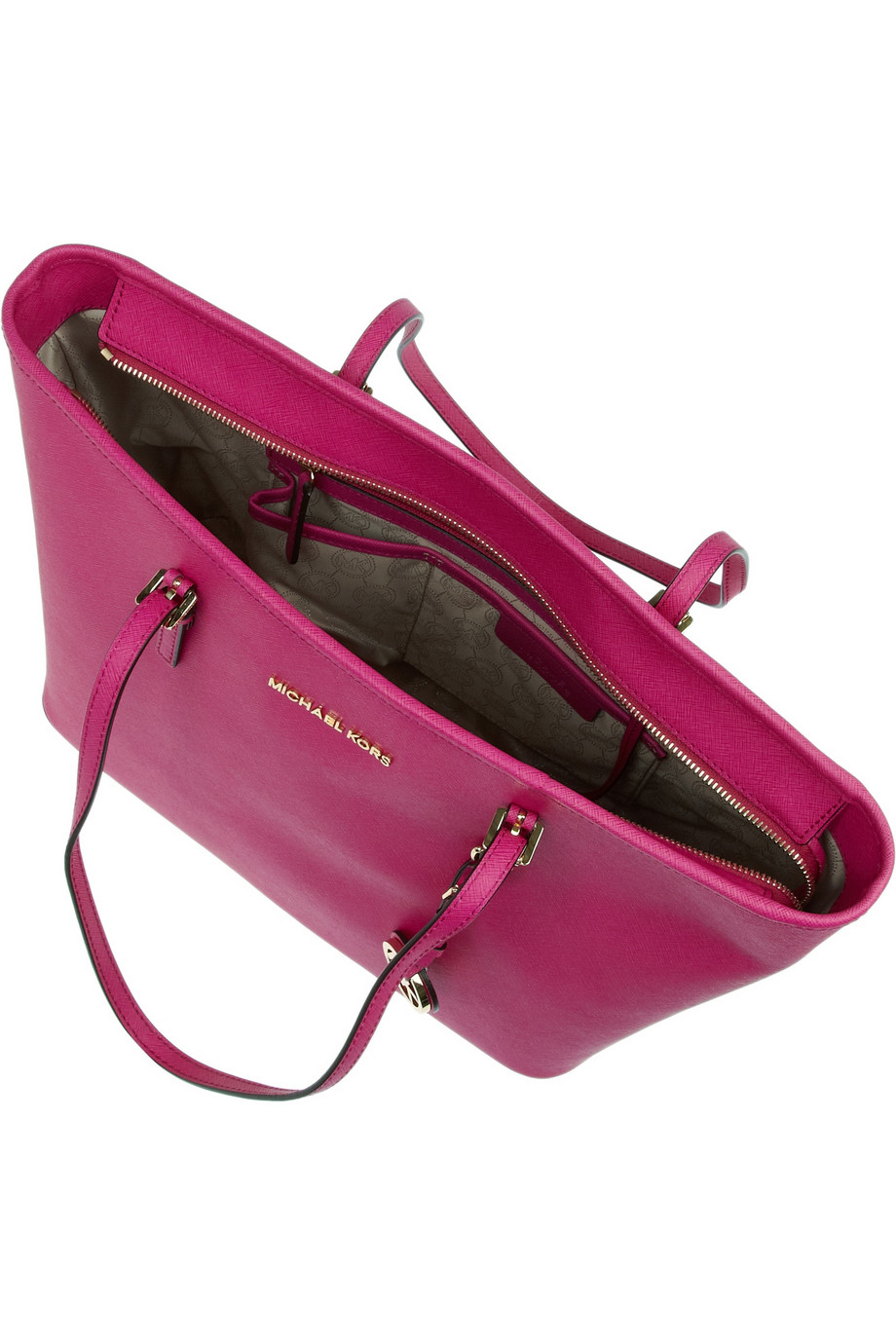 Michael Kors Pink Saffiano Cross-Stitch Jet Set Travel Tote Bag, Women's