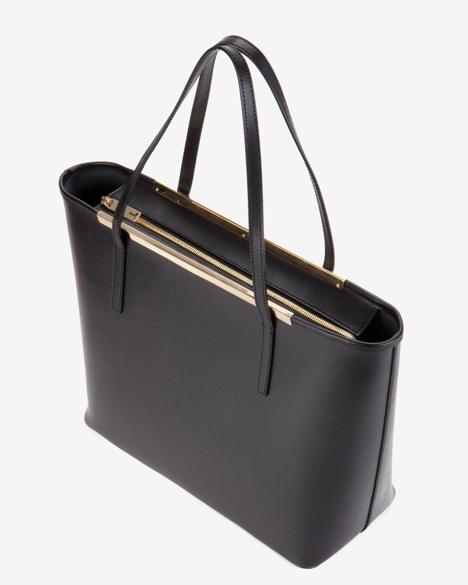 Ted Baker Large Crosshatch Leather Shopper Bag in Black