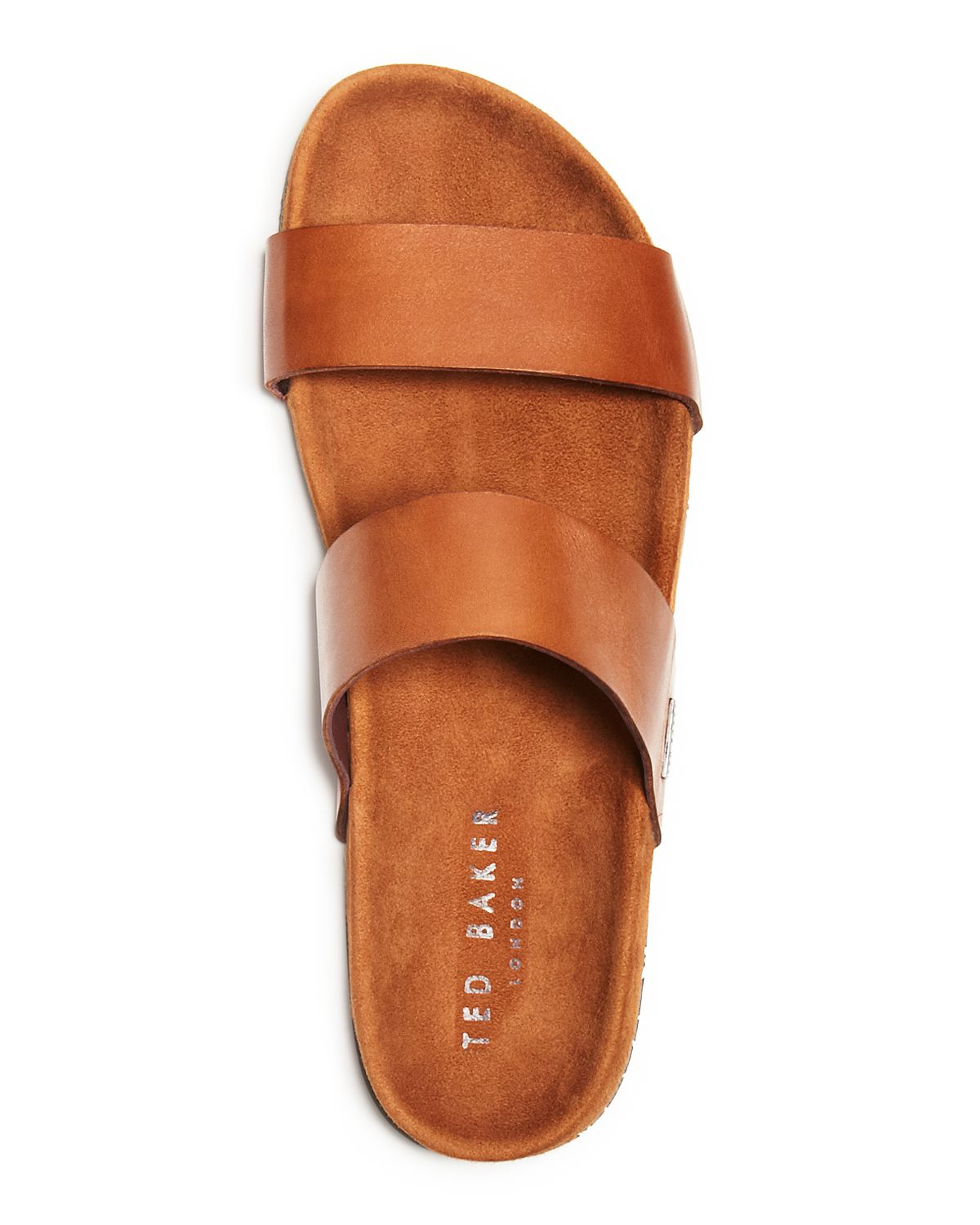 tan leather slide sandals low price 