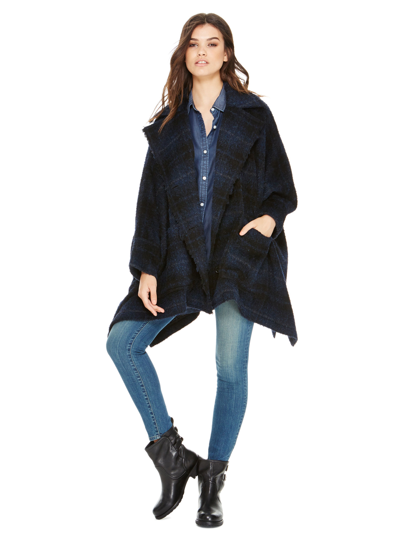 Dkny Pure Dolman Sleeve Collared Jacket in Blue Lyst