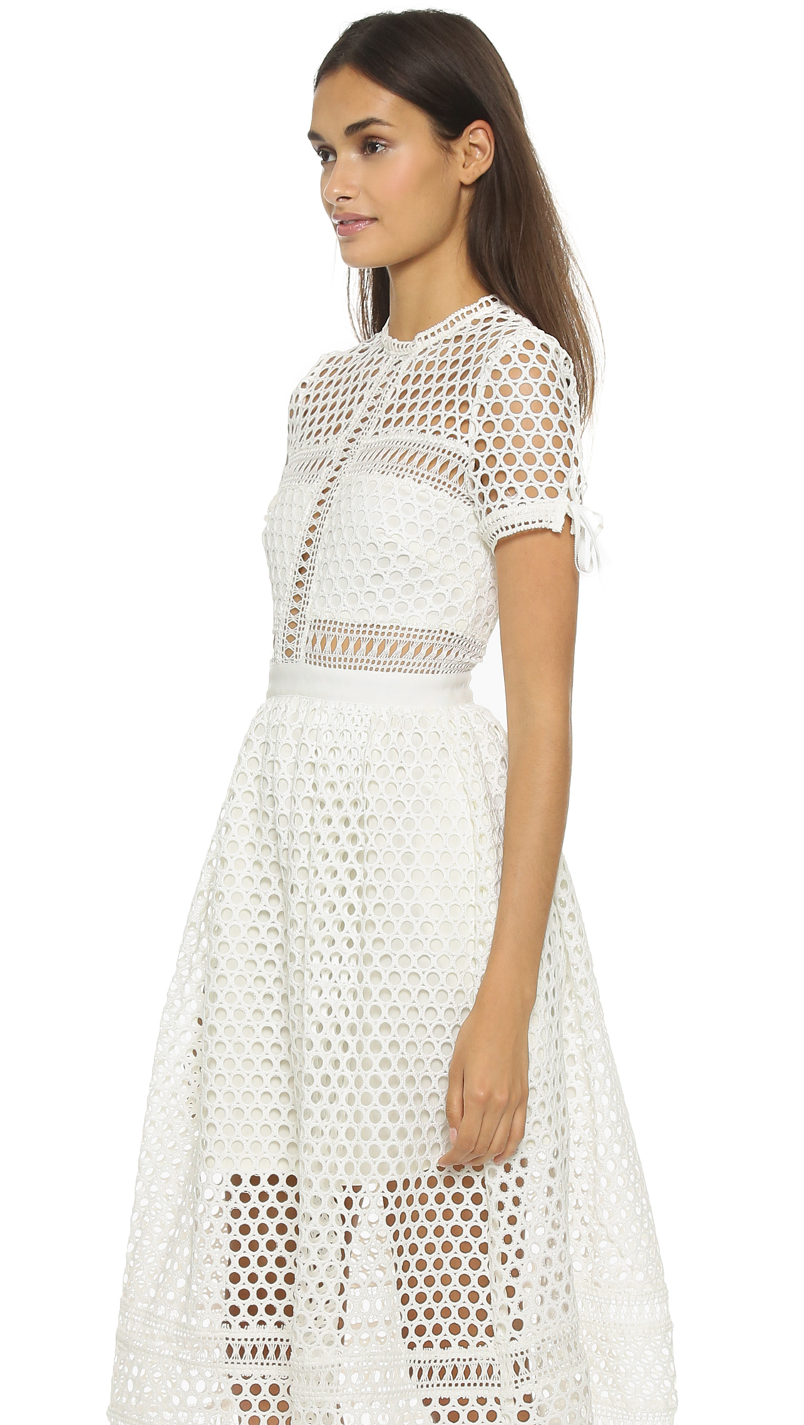 Self-Portrait Panelled Dress - White | Lyst