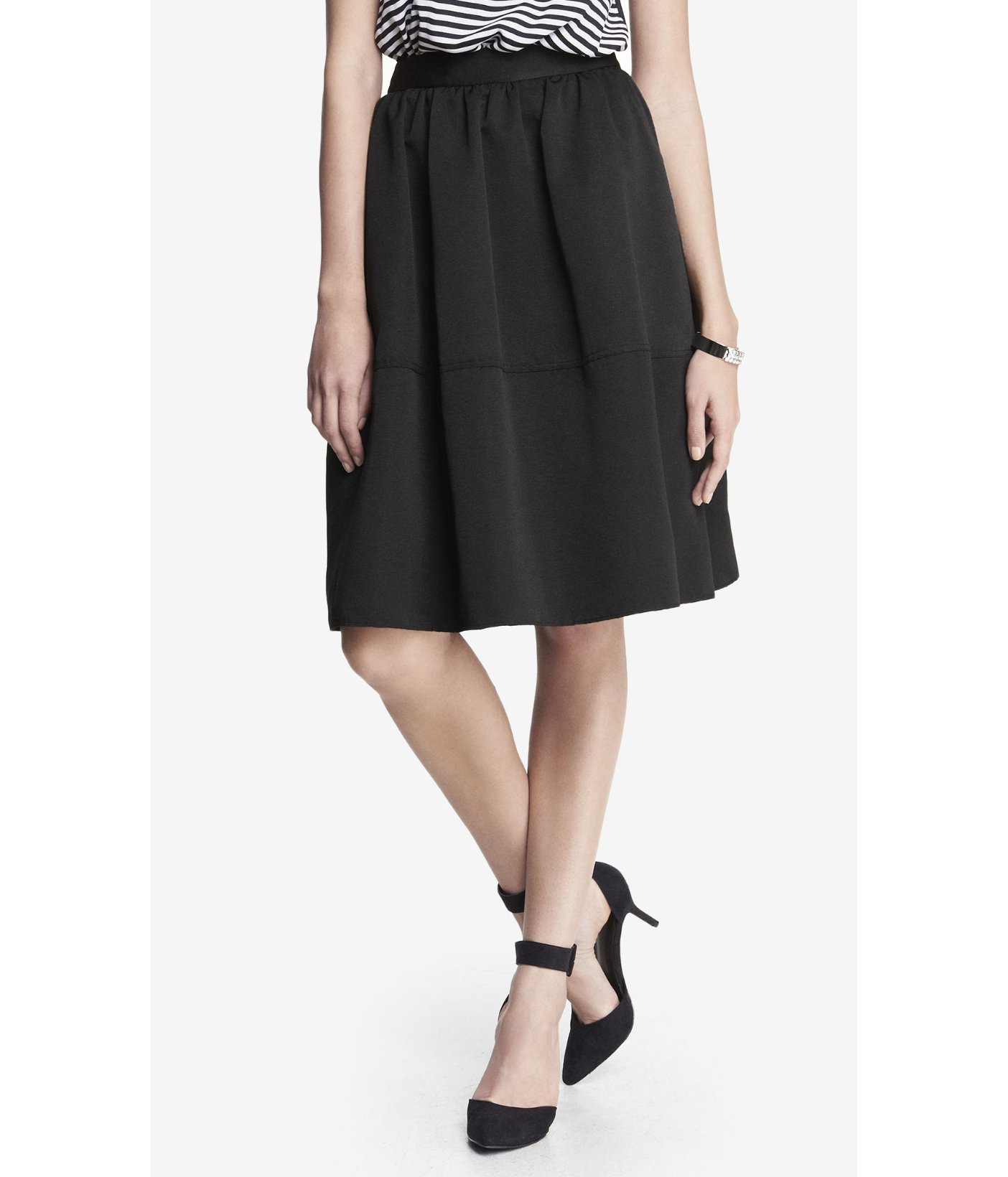 Express High Waist Full Midi Skirt in Black Lyst