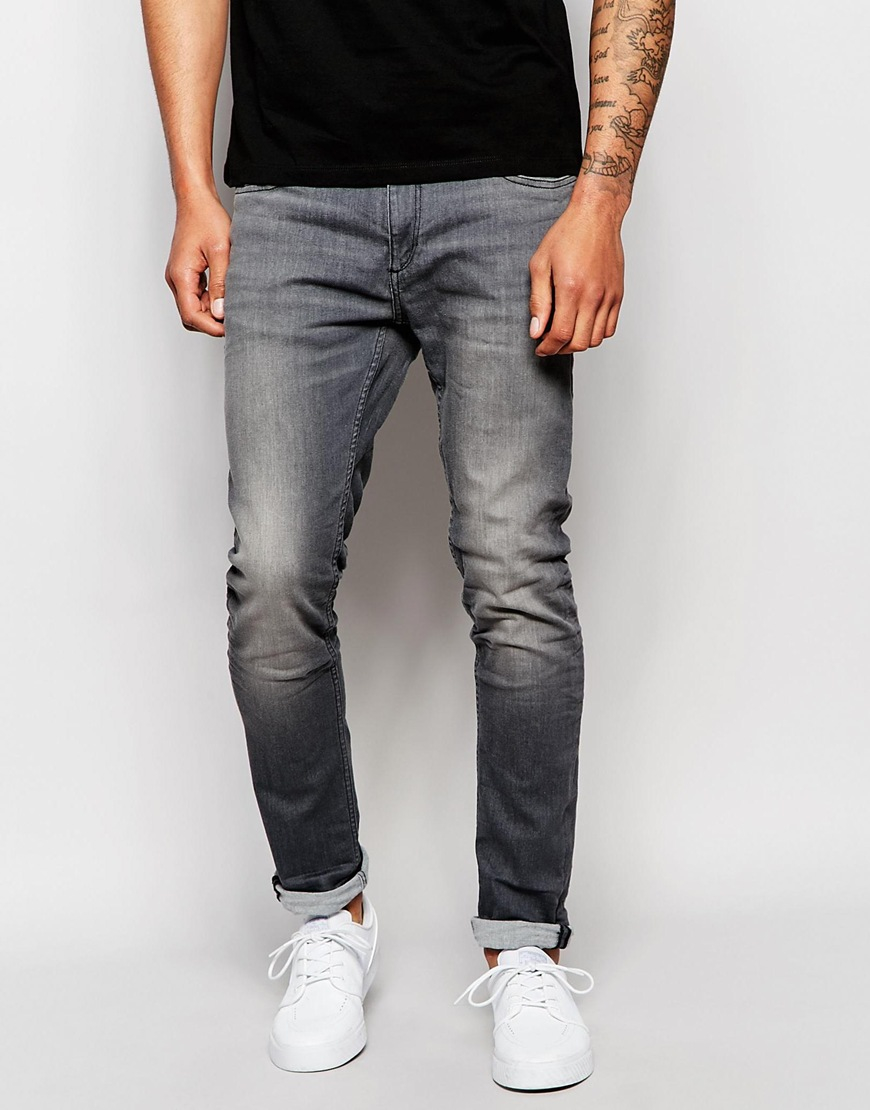 Jack & Jones Denim Super Stretch Washed Black Skinny Jeans in Gray for ...
