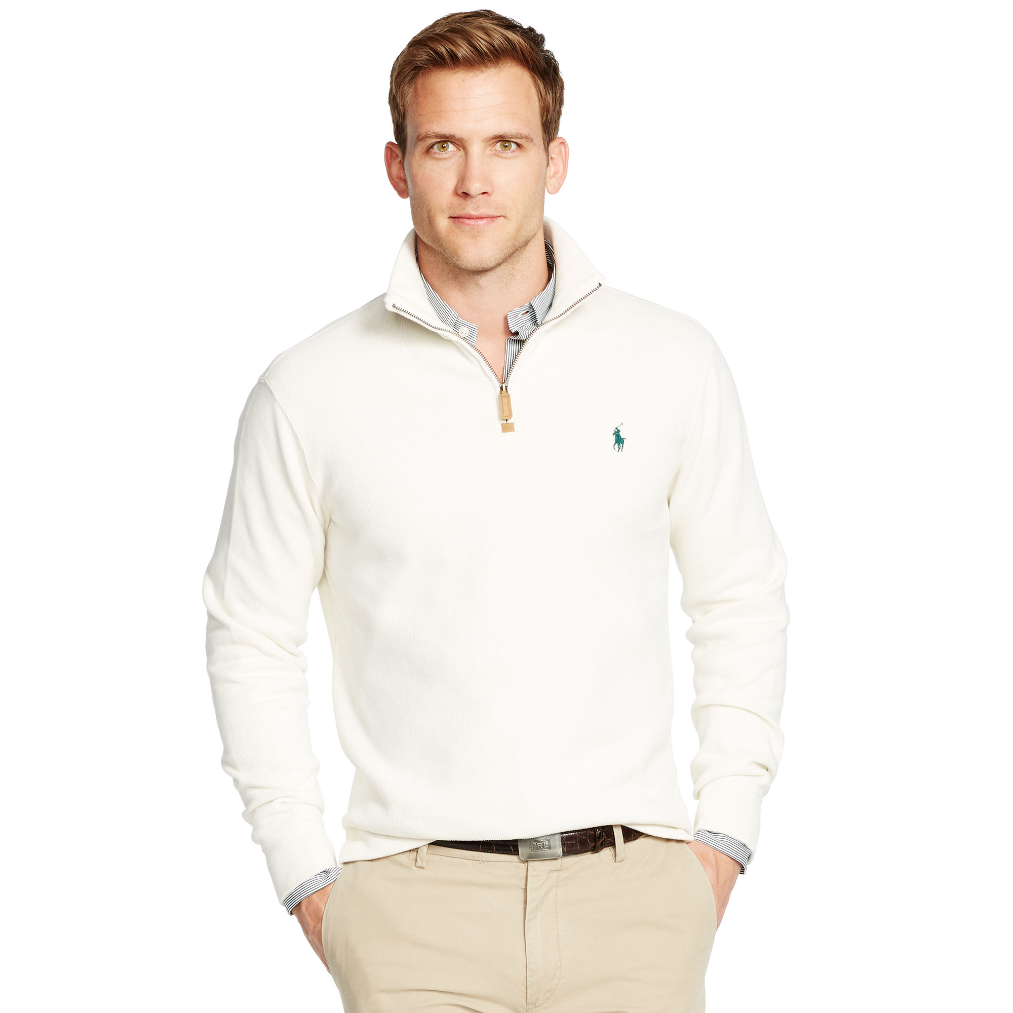 Polo Ralph Lauren Cotton French Rib Half-zip Pullover in Natural for Men -  Lyst