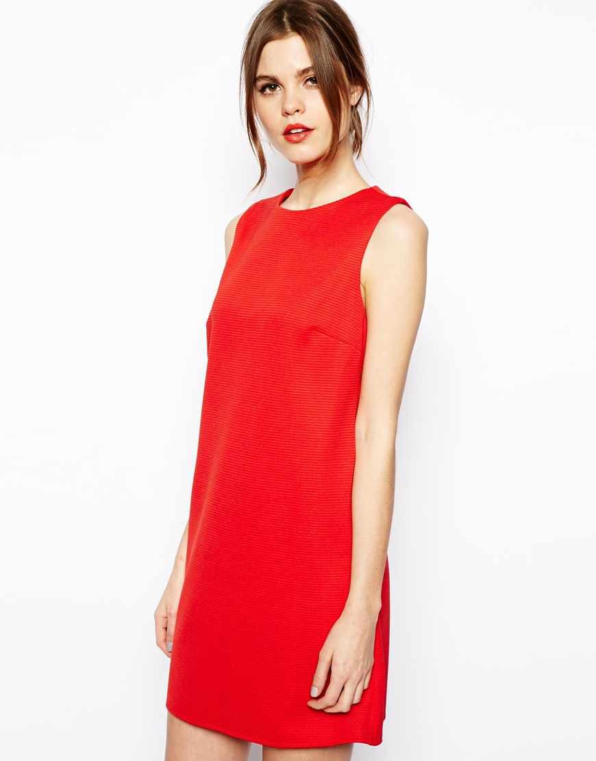 red mini shift dress