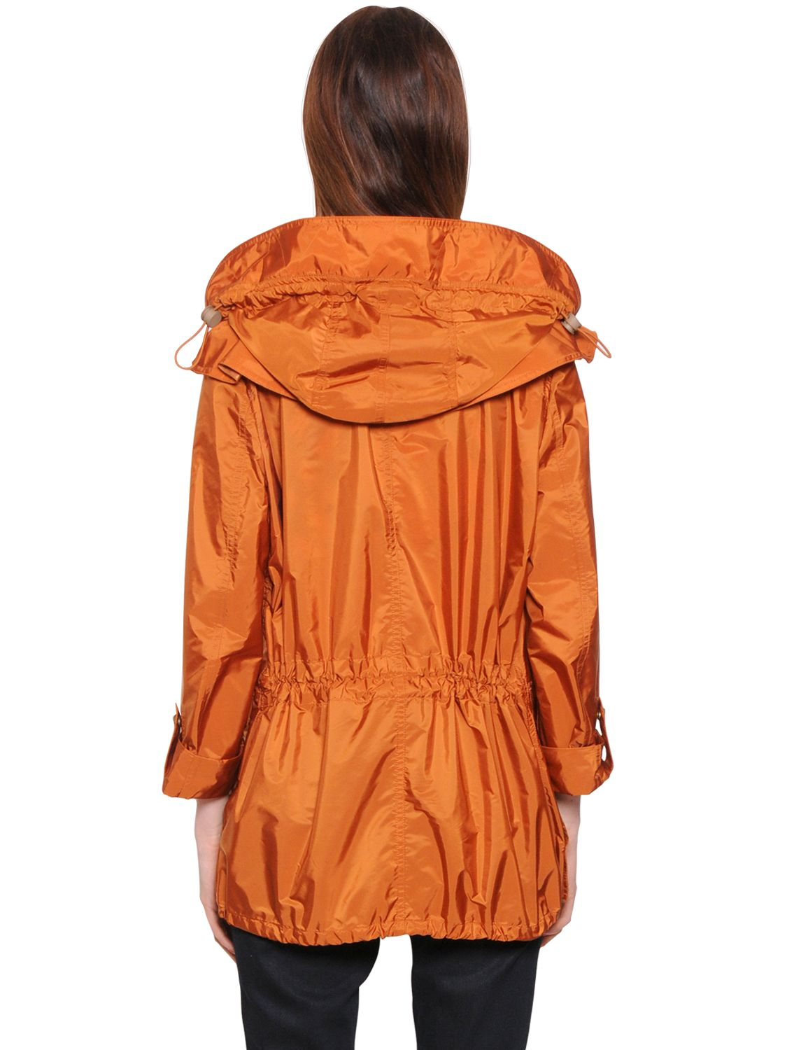 Burberry Brit Hooded Nylon Windbreaker Jacket in Orange - Lyst