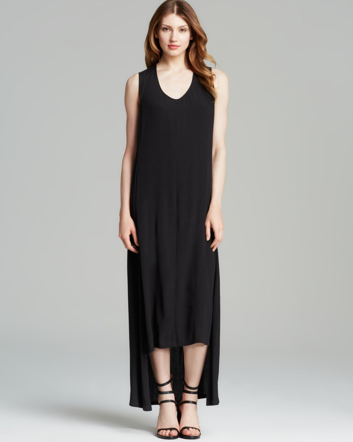 Dkny Pure Sleeveless Sheer Inset Maxi Dress in Black | Lyst