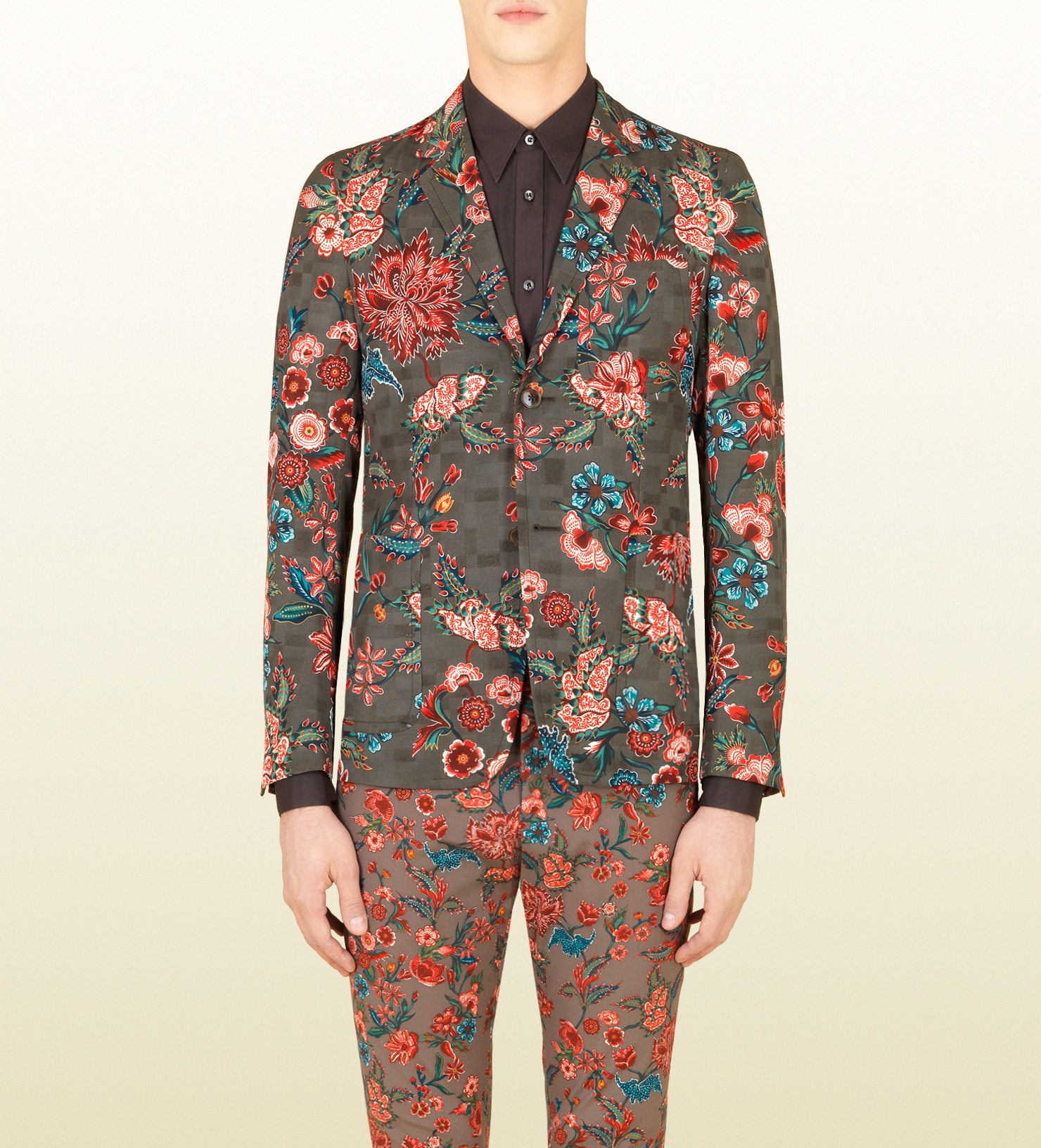 designer læser wafer Gucci Flower Print Cotton Viscose New Palma Jacket in Green for Men - Lyst