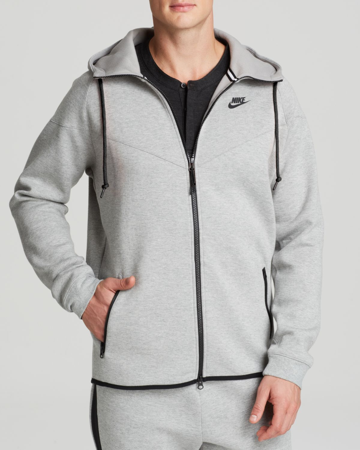 nike tech fleece windrunner hoodie grey