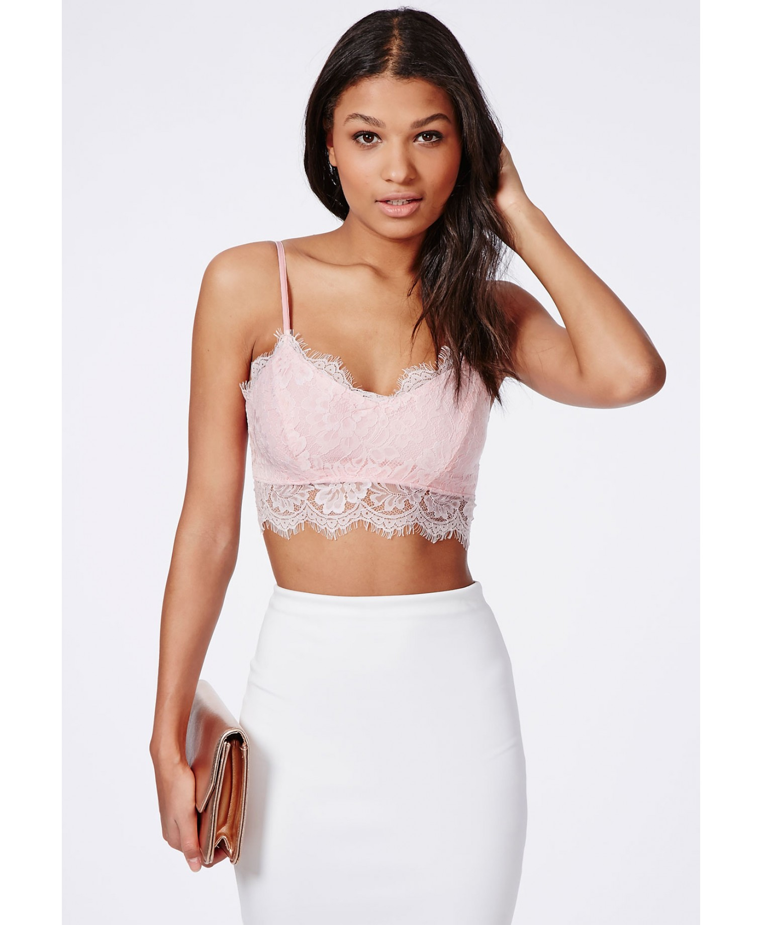 pink bralette crop top
