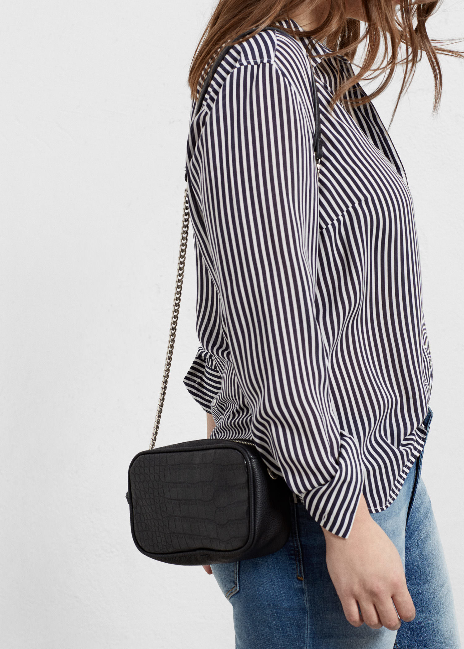 croc effect cross body bag