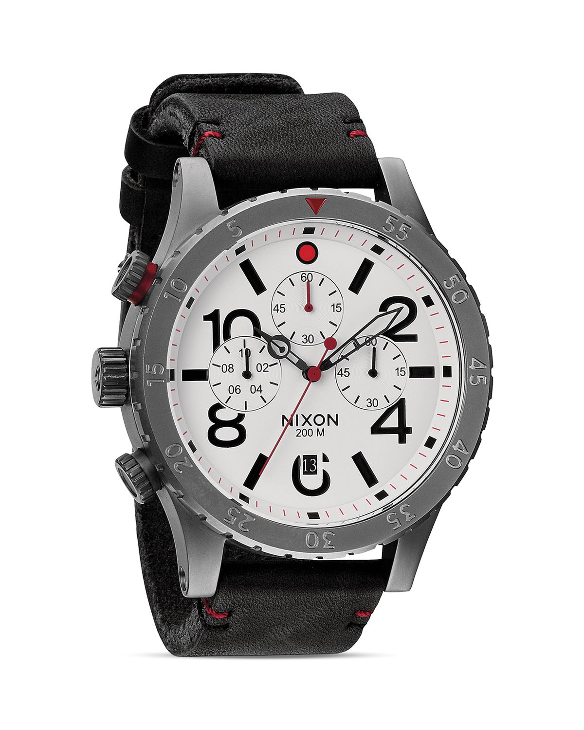 Nixon The 48-20 Chrono Leather Strap Watch, 48mm in Gray ...