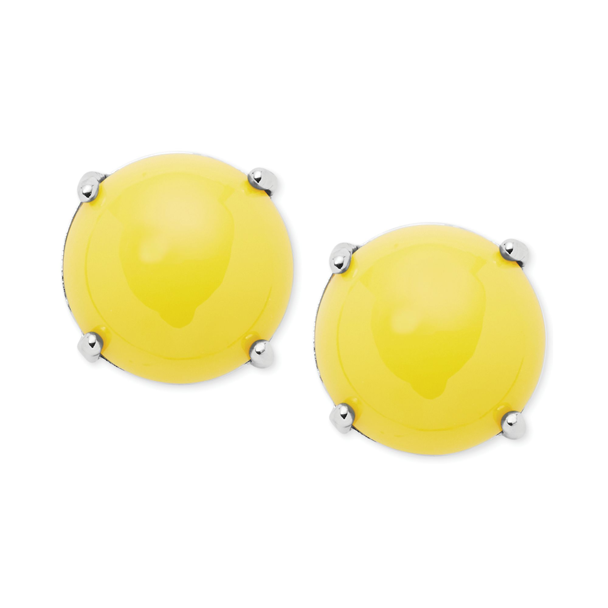 Silvertone Yellow Stone Stud Earrings Silvertone Yellow Stone Stud Earrings