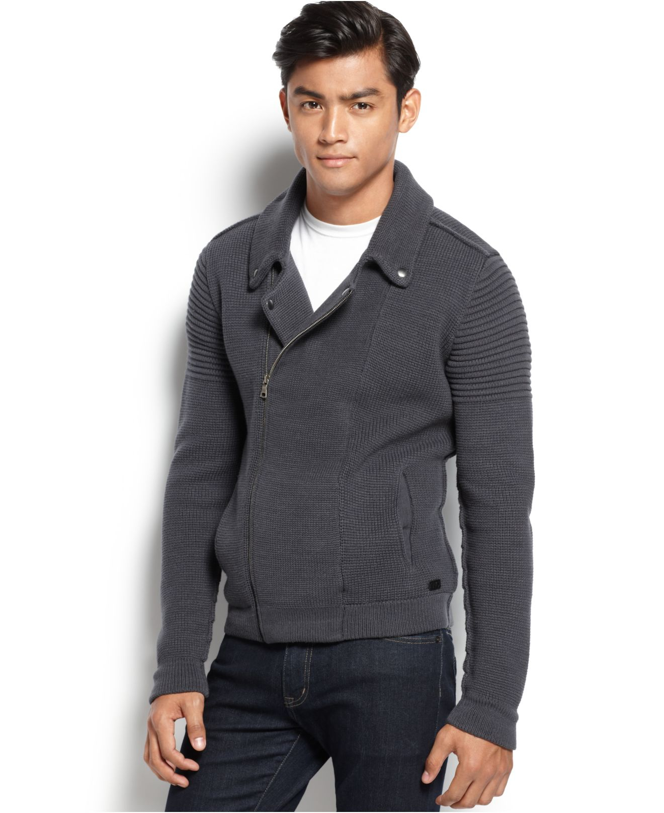 lyst inc international concepts sweet ride moto sweater jacket in blue for lyst inc international concepts sweet ride moto sweater jacket in blue for