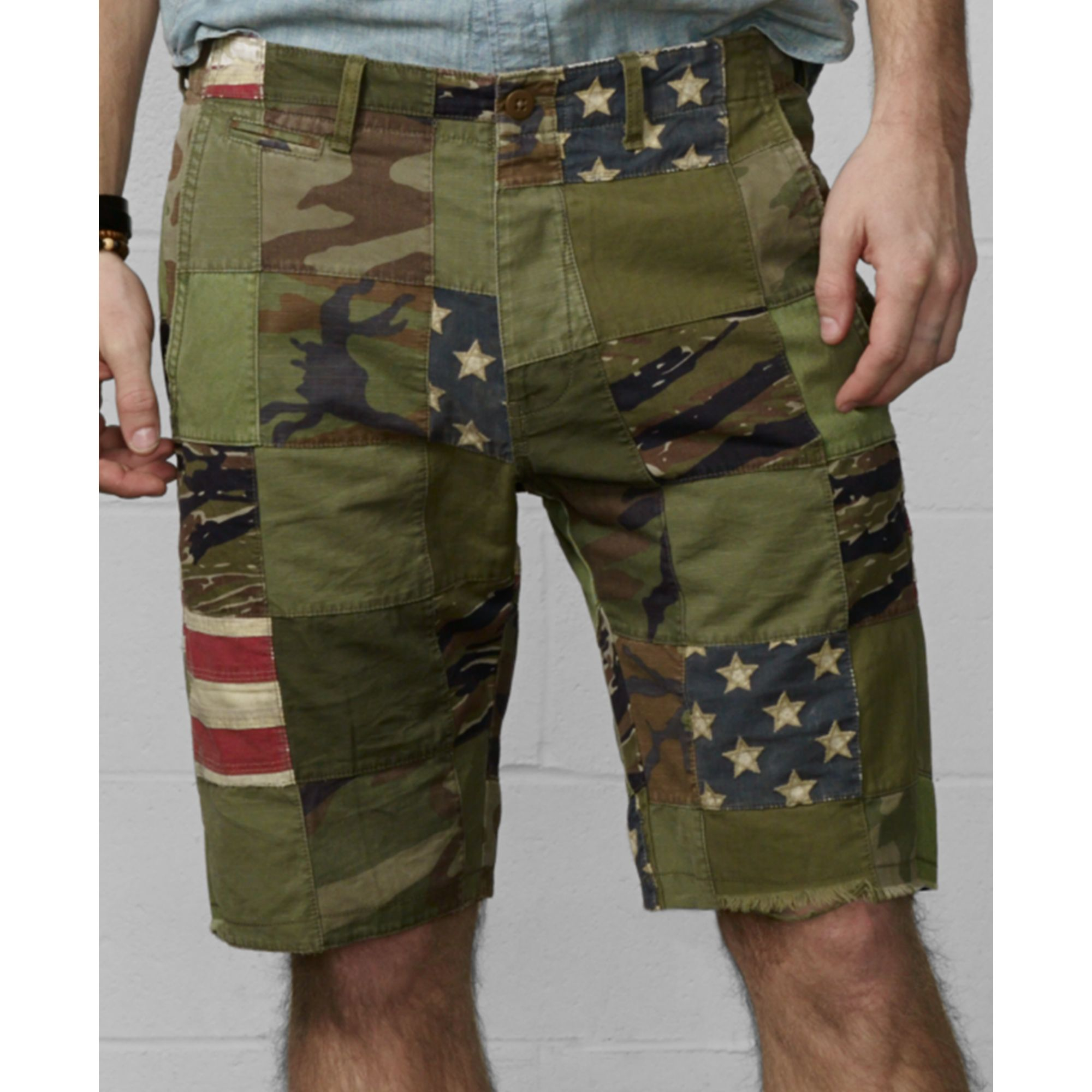 Denim & Supply Ralph Lauren Patchwork Chino Shorts in Green for Men | Lyst