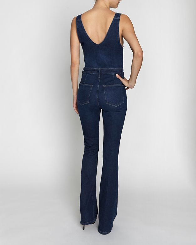 Lyst - Frame Le High Flare Overalls in Blue