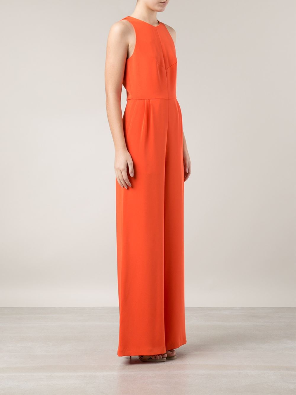 Orange wide leg jumpsuit Clearance
