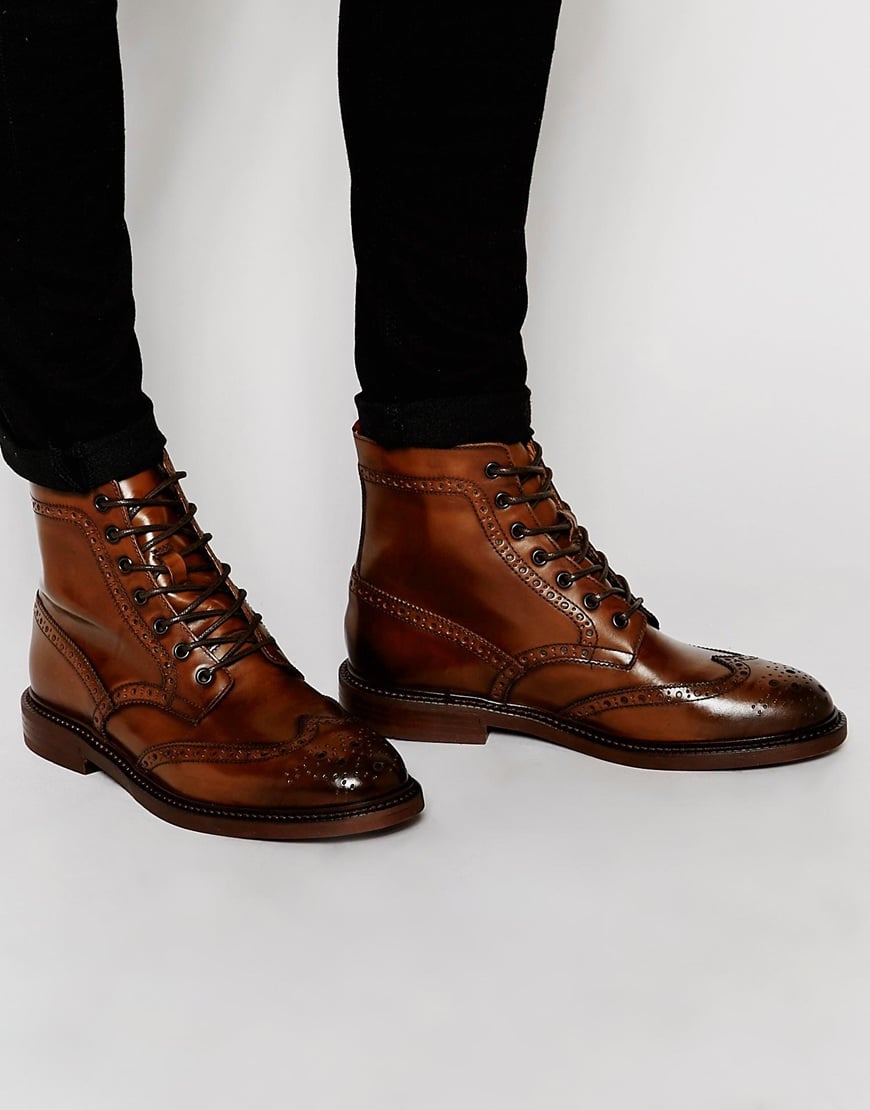 ASOS Brogue iBootsi In Brown iLeatheri With Chunky Sole in ASOS Brogue iBootsi In Brown iLeatheri With Chunky Sole in