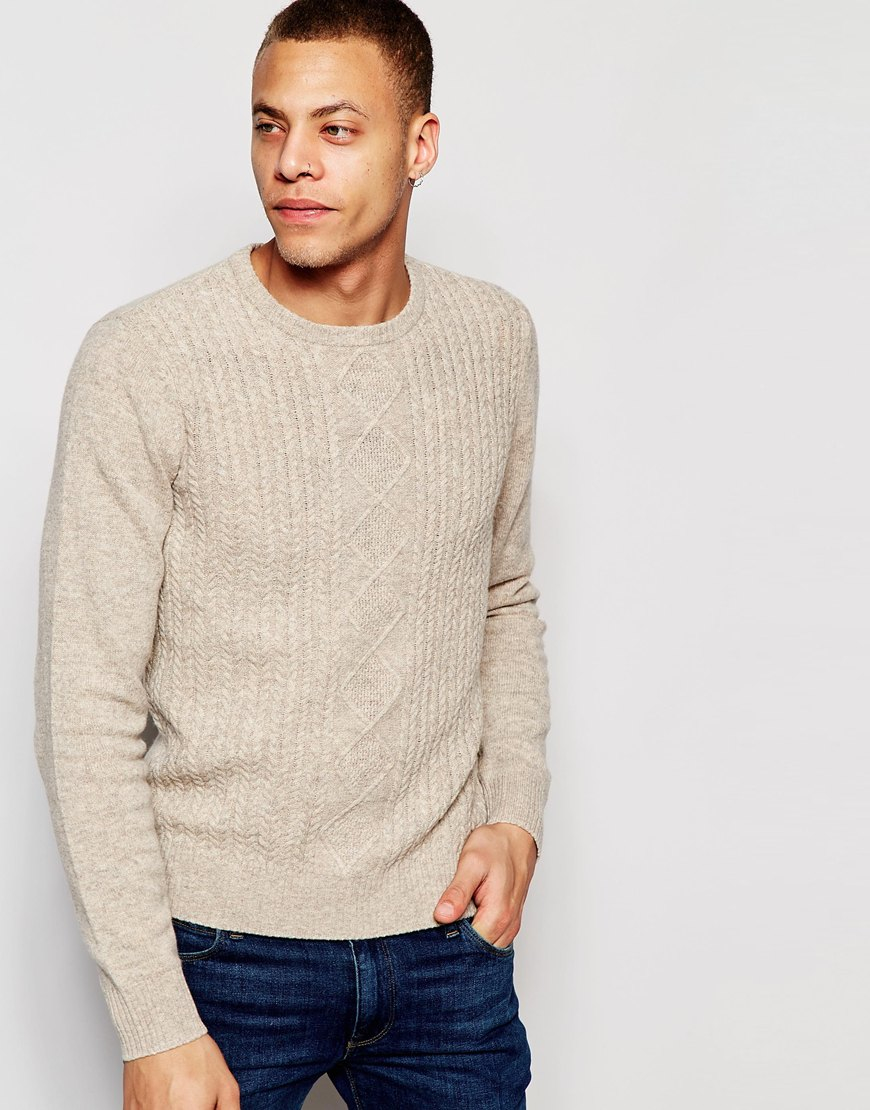 Lyst - Original Penguin Cable Knit Effect Sweater in Natural for Men